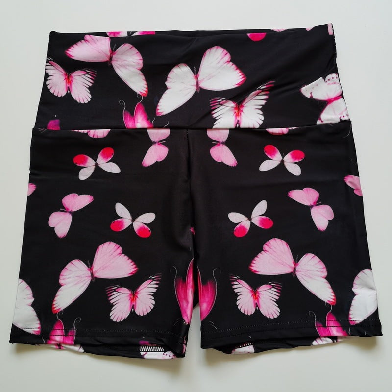 Women's Butterfly Fitness High-Top Sports Yoga Shorts - Running Athletic Shorts