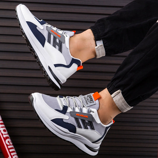 White Sports Sneakers - Running Walking Athletic Shoes for Men