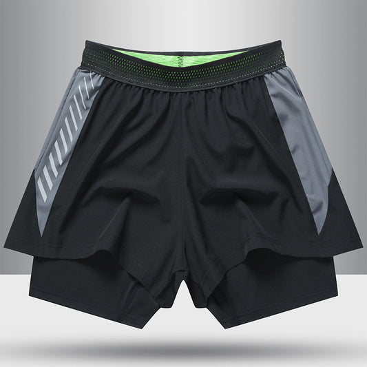 Men's Lined Anti-Glare Fitness Shorts - Running Training Sports Pants