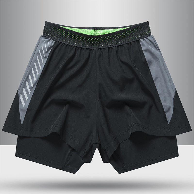 Men's Lined Anti-Glare Fitness Shorts - Running Training Sports Pants