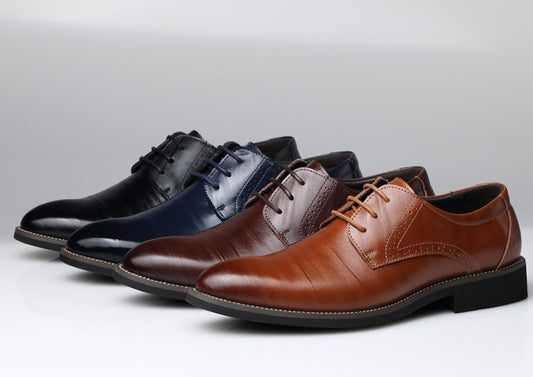 Men's Large Size Leather Business Casual Shoes - Extended Sizing Dress Footwear
