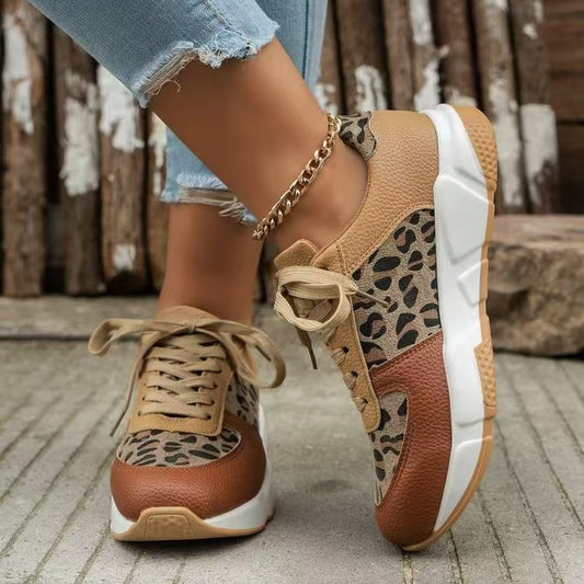 Women's Camouflage Platform Sneakers - Thick Bottom Lace-Up Shoes