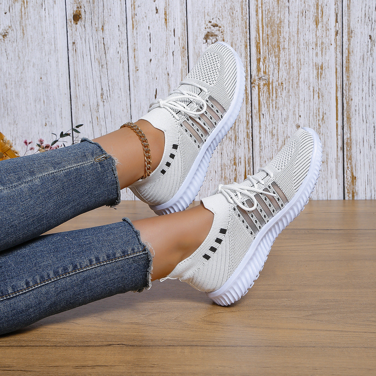 Unisex Breathable Mesh Sneakers - Flyknit Walking Running Shoes