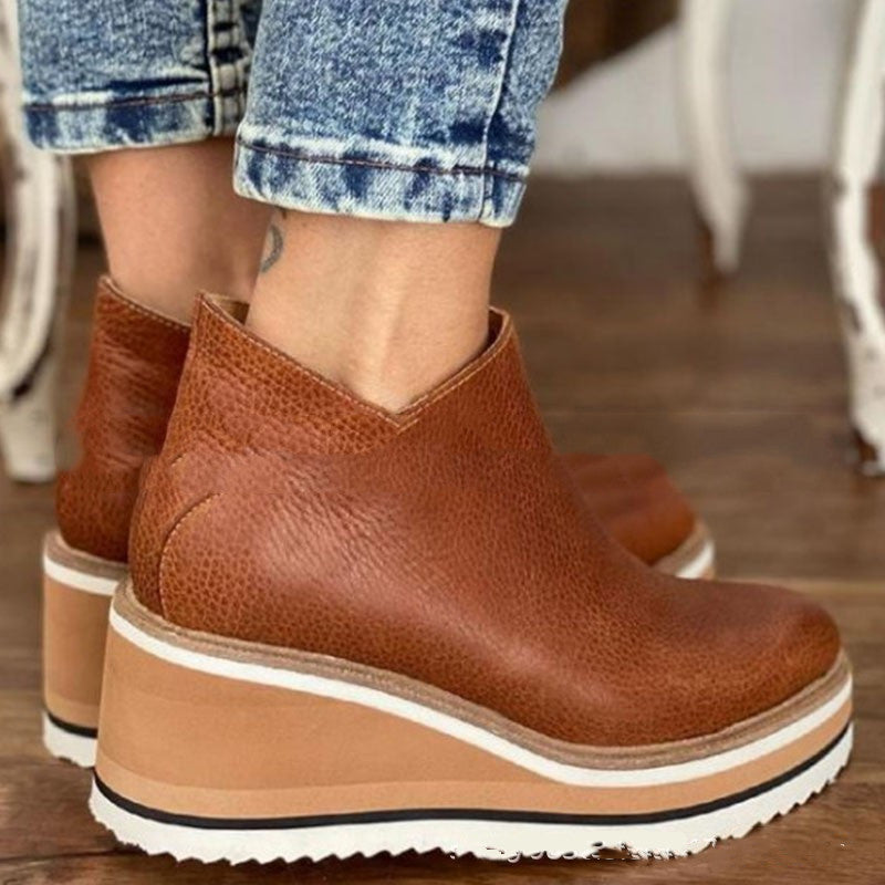 Women's Flat Side Zipper Shoes - Casual Ankle Boots for Autumn & Winter