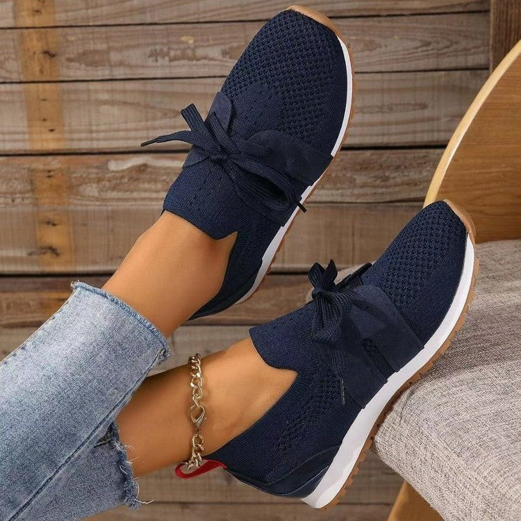 Women's Breathable Mesh Flat Shoes - Comfortable Walking Sneakers