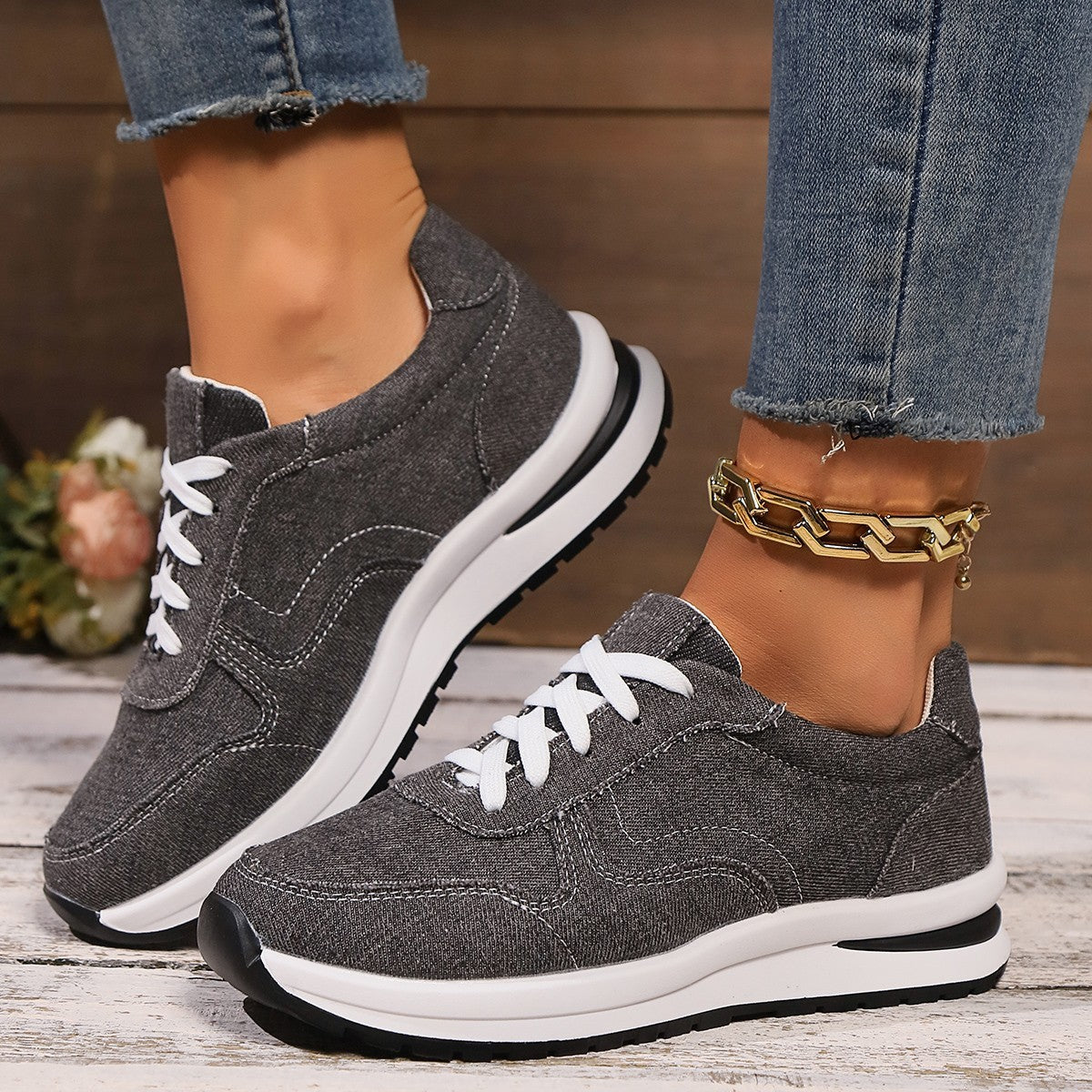 Women's Platform Height Increasing Shoes - Breathable Sports Sneakers