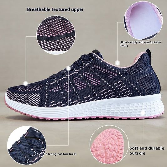 Women's Breathable Running Sneakers - Soft Bottom Casual Athletic Shoes