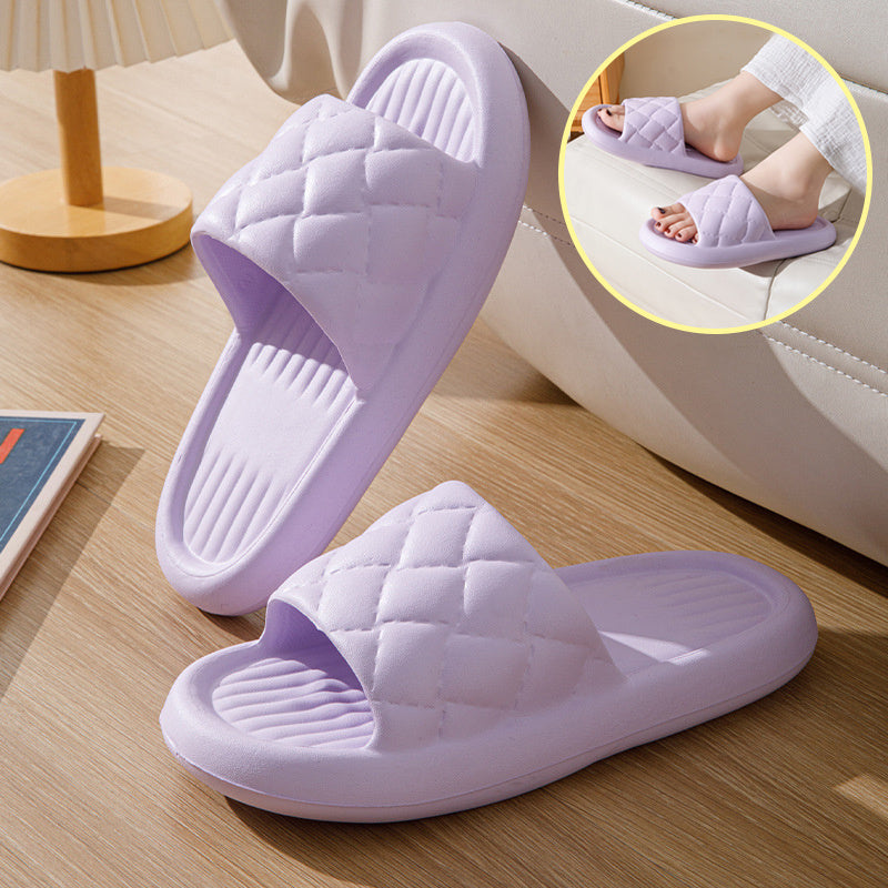 Unisex Rhombus Pattern Home Slippers - Non-Slip Bathroom Shoes