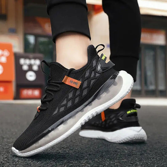 Mesh Lace-Up Running Sneakers - Breathable Athletic Shoes for Men