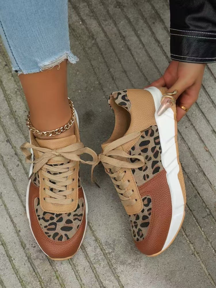 Women's Camouflage Platform Sneakers - Thick Bottom Lace-Up Shoes