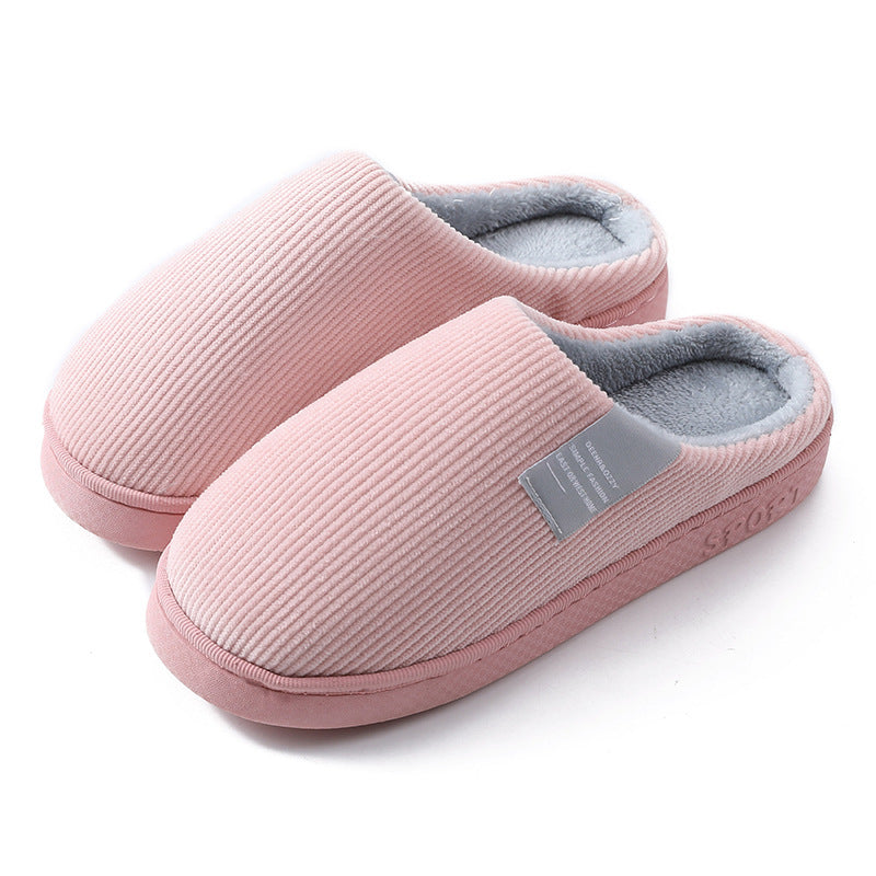 Indoor Corduroy Slippers - Warm Plush Anti-Slip Bedroom Shoes for Autumn & Winter