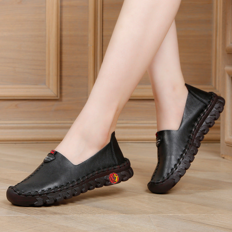 Women's Casual Flat Leather Shoes - Soft-Sole Comfort Shoes for Autumn