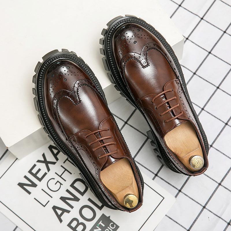 Men's Classic Brogue Leather Dress Shoes - Premium Business Formal Footwear