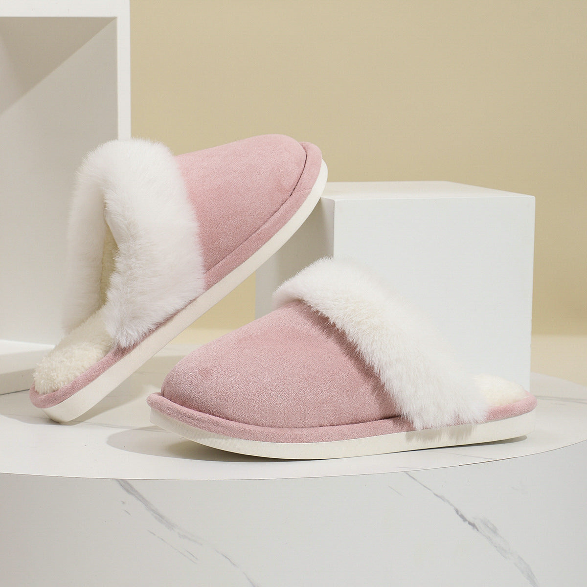 Winter Warm Plush Slippers - Soft Fuzzy Indoor House Shoes for Couples