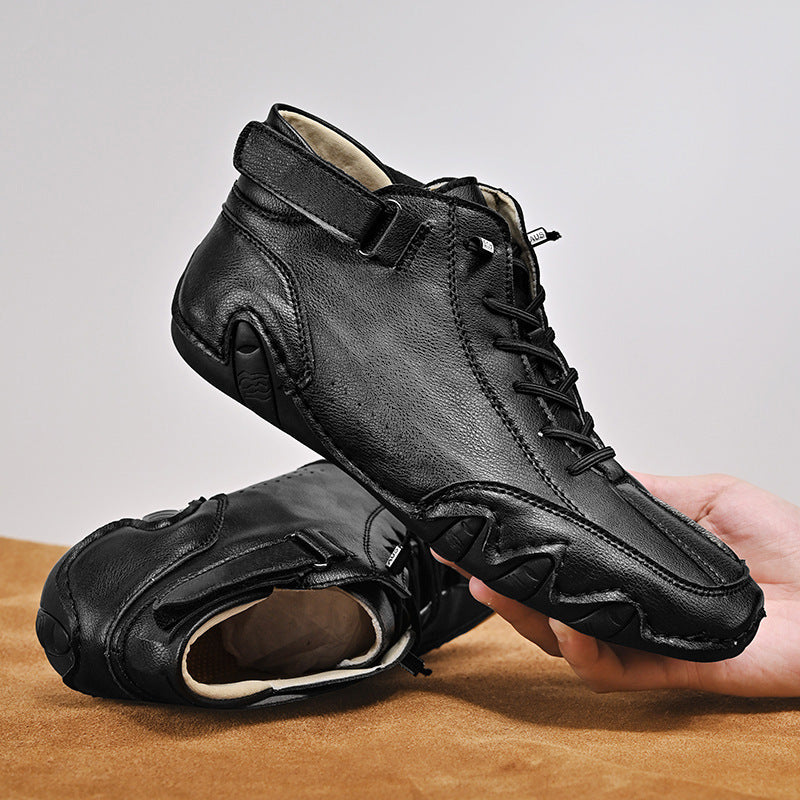 Men's Suede Ankle Boots - Fashion Lace-Up Velcro Sneakers for Autumn Winter