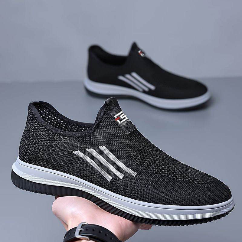Men's Flyknit Casual Sneakers - Breathable Mesh Slip-On Shoes