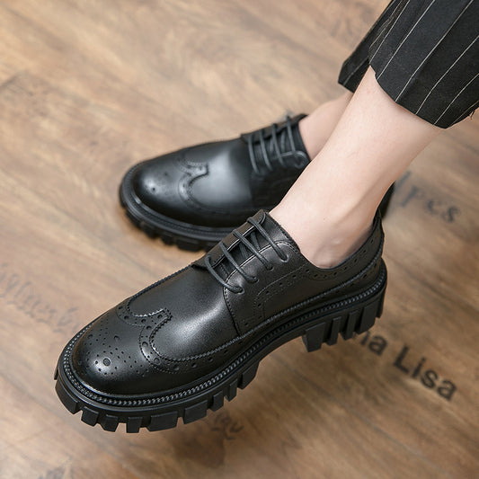Men's Classic Brogue Leather Dress Shoes - Premium Business Formal Footwear