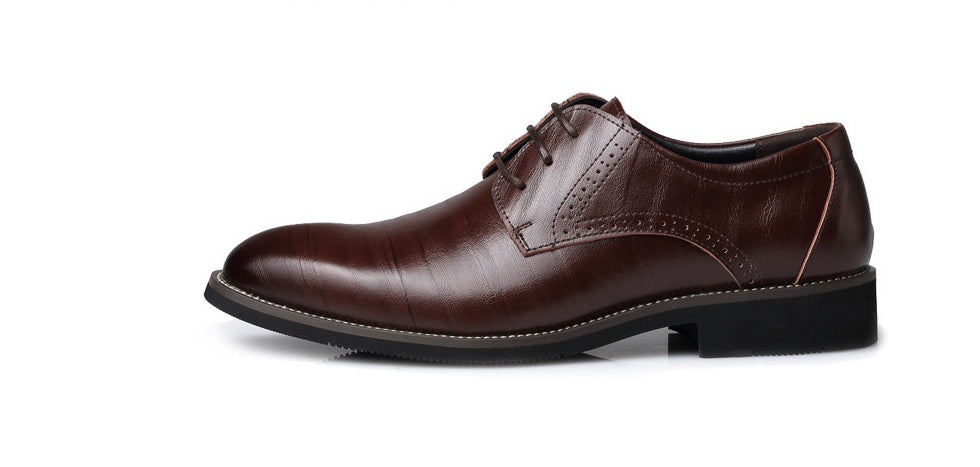 Men's Large Size Leather Business Casual Shoes - Extended Sizing Dress Footwear