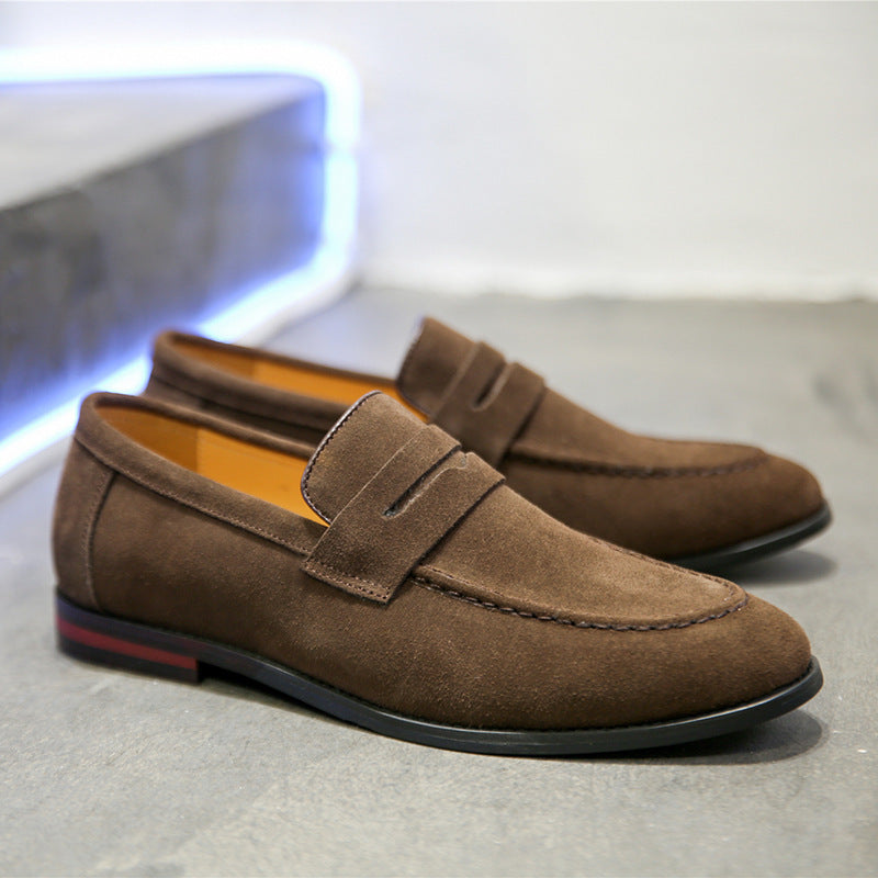 Nubuck Leather Lazy Shoes - Slip-On Casual Loafers for Men