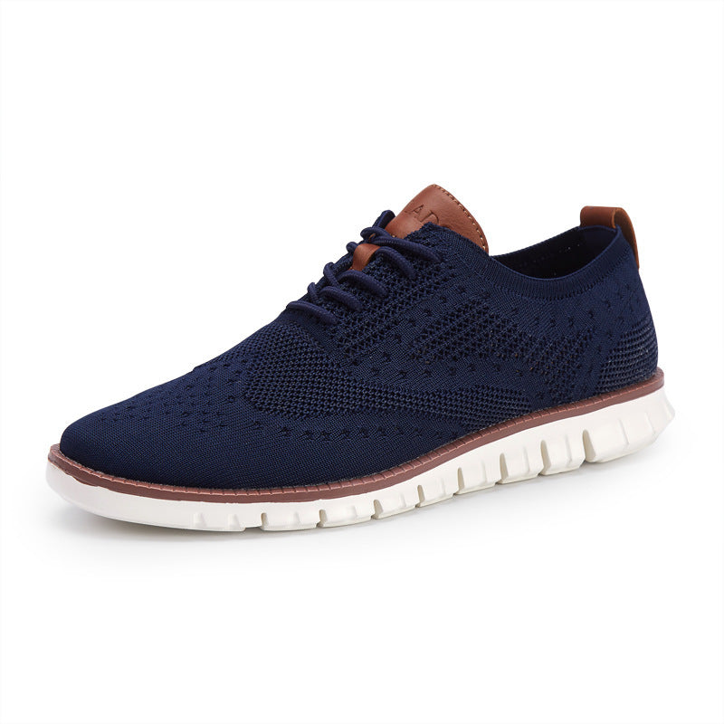 Men's Knitted Lace-Up Casual Shoes - Brogues Style Breathable Sneakers