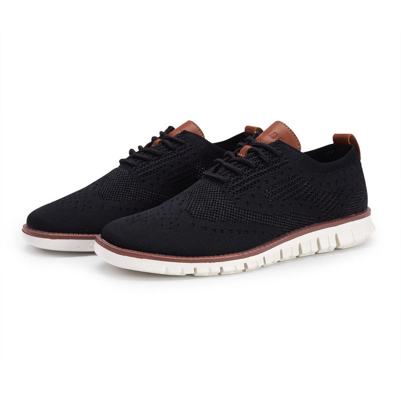 Men's Knitted Lace-Up Casual Shoes - Brogues Style Breathable Sneakers