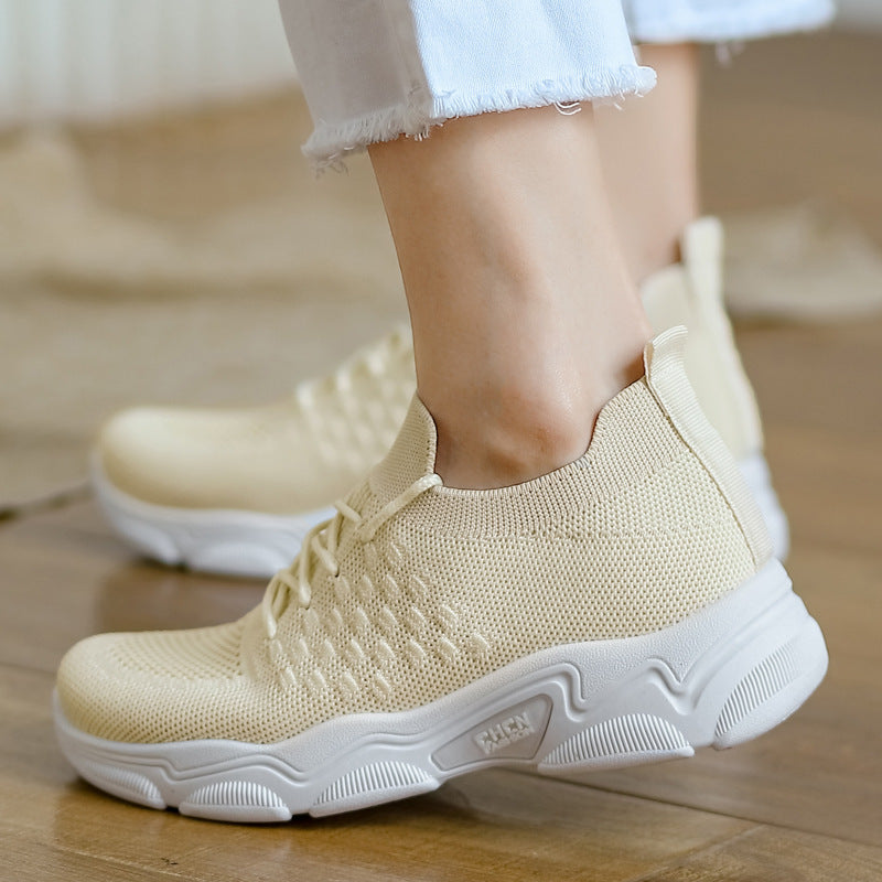 Women's Thick Bottom Platform Sneakers - Student Casual Shoes