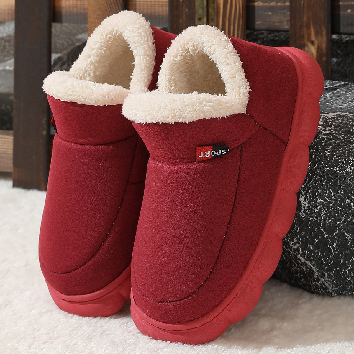 Unisex Winter Plush Cotton Garden Shoes - Warm Suede House Shoes