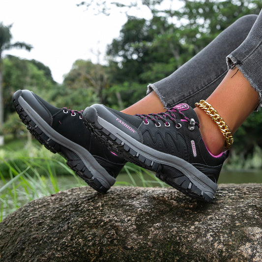 Women's Leather Platform Sneakers - Breathable Lightweight Casual Shoes