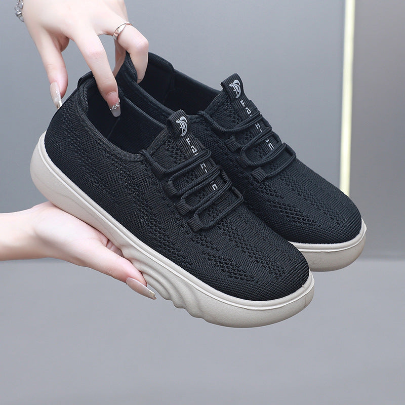 Women's Old Beijing Cloth Shoes - Casual Mom Shoes Breathable Knit Pumps