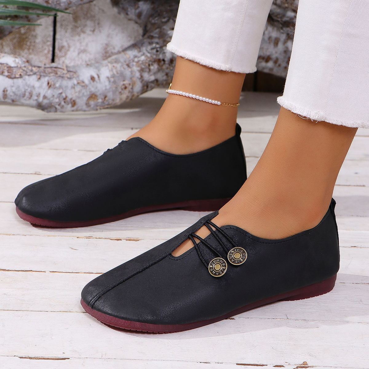 Women's Square Toe Slip-On Sandals - Soft Flat Summer Shoes