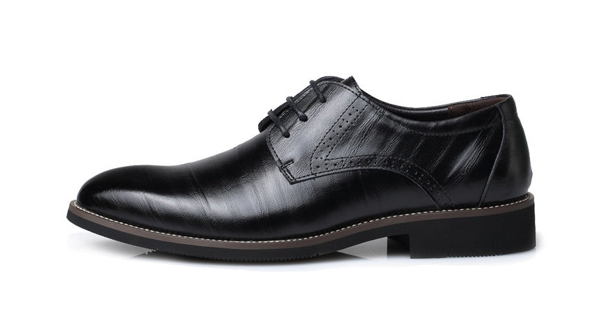 Men's Large Size Leather Business Casual Shoes - Extended Sizing Dress Footwear