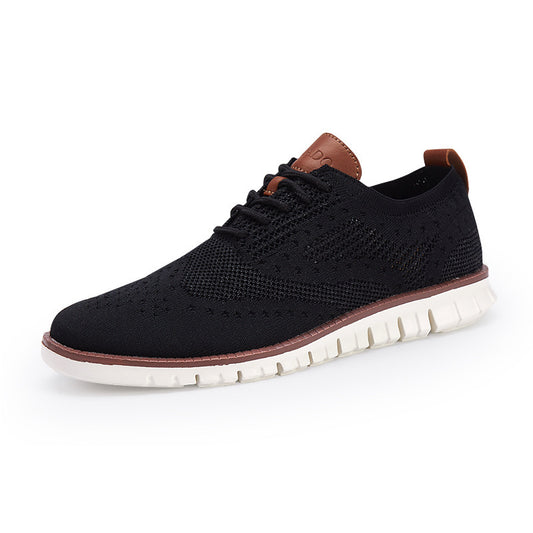 Men's Knitted Lace-Up Casual Shoes - Brogues Style Breathable Sneakers