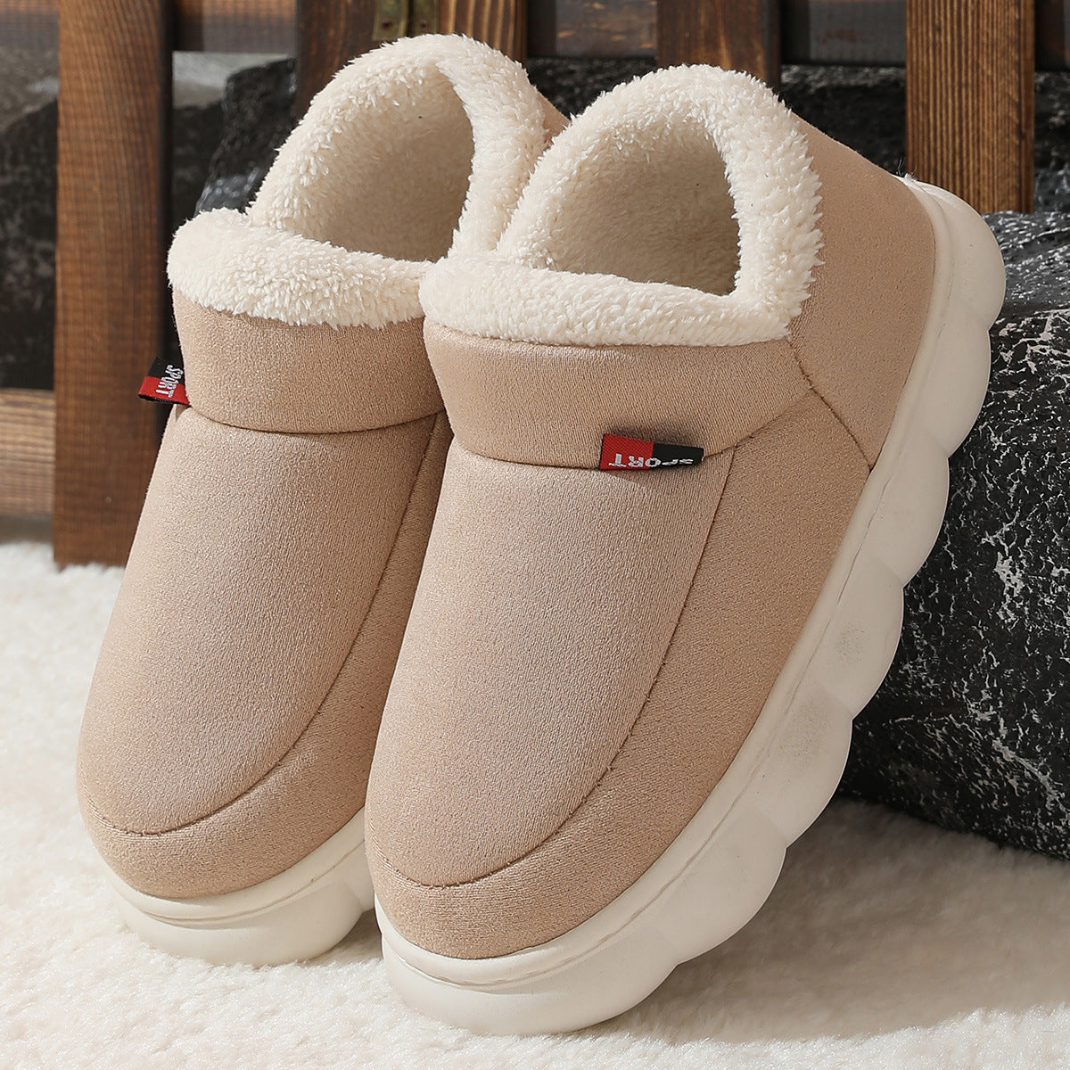Unisex Winter Plush Cotton Garden Shoes - Warm Suede House Shoes