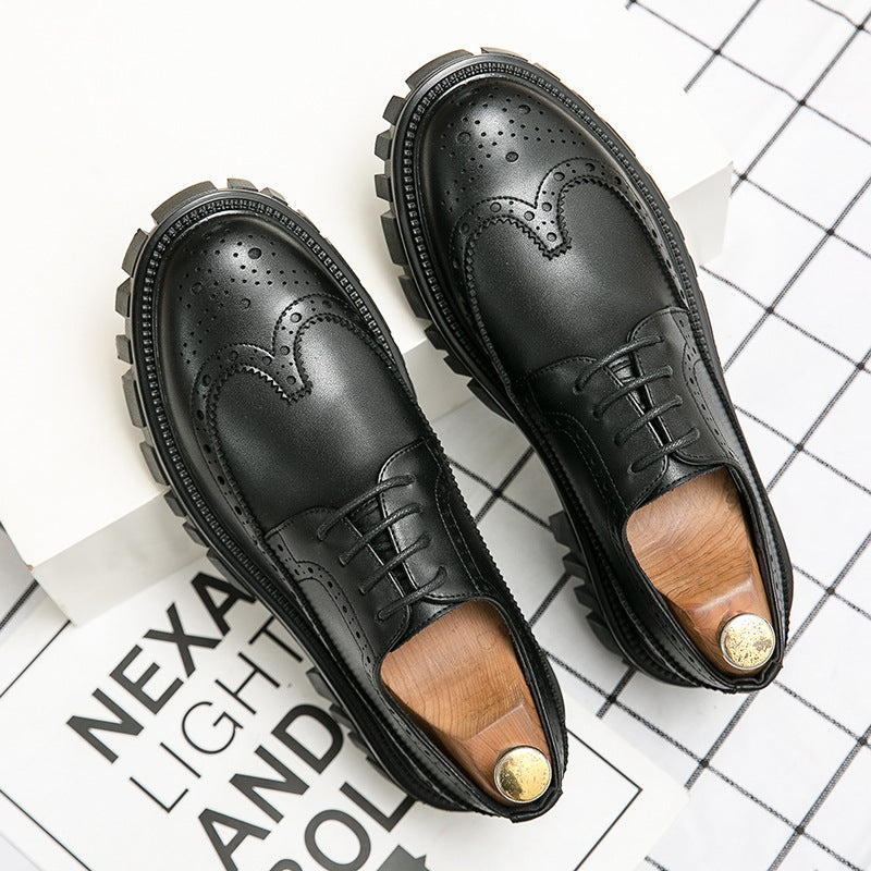 Men's Classic Brogue Leather Dress Shoes - Premium Business Formal Footwear