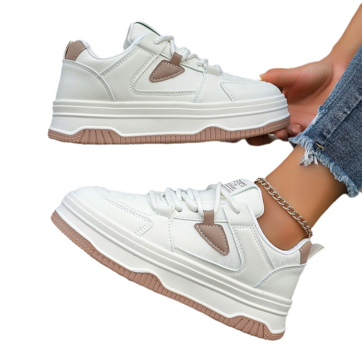 Women's Mesh Leather Sneakers - Ultra-Lightweight Breathable Athletic Shoes