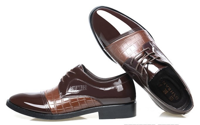 Autumn Pointed Toe Business Dress Shoes - Men's Pattern Leather Formal