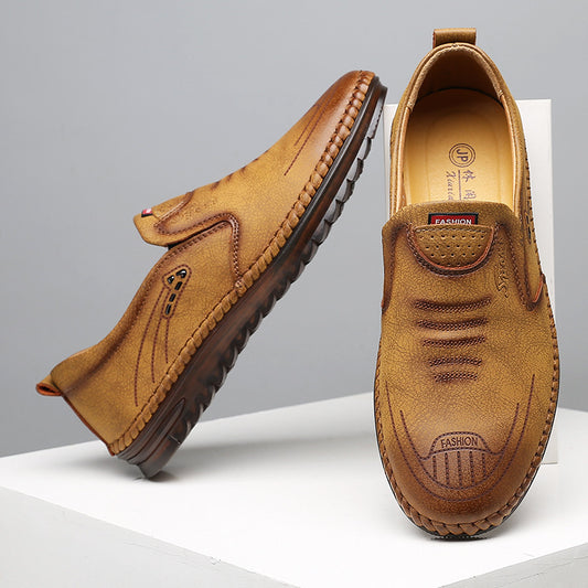 Men's Doudou Peas Driving Shoes - Lazy Slip-On Loafers Beef Tendon Sole