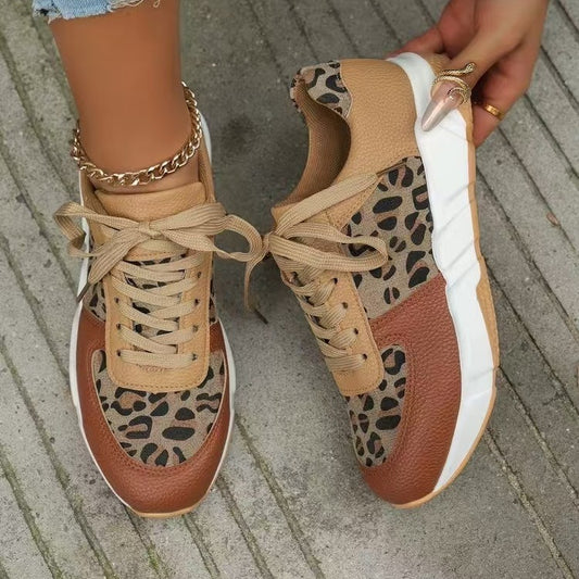 Women's Camouflage Platform Sneakers - Thick Bottom Lace-Up Shoes