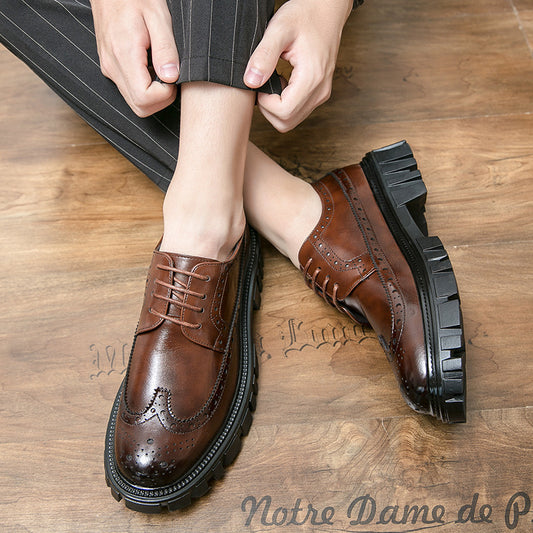 Men's Classic Brogue Leather Dress Shoes - Premium Business Formal Footwear
