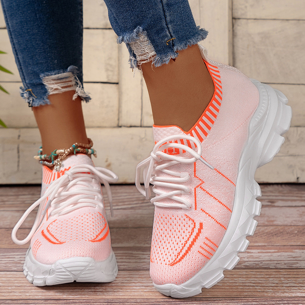 Women's Multi-Color Mesh Sneakers - Plaid Fashion Athletic Shoes