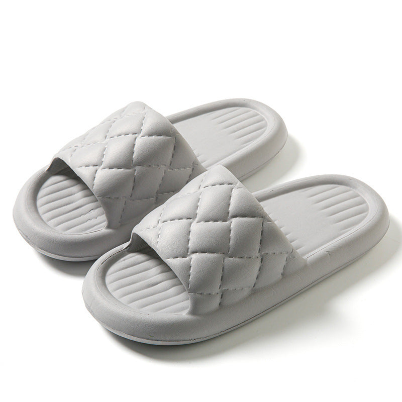 Unisex Rhombus Pattern Home Slippers - Non-Slip Bathroom Shoes