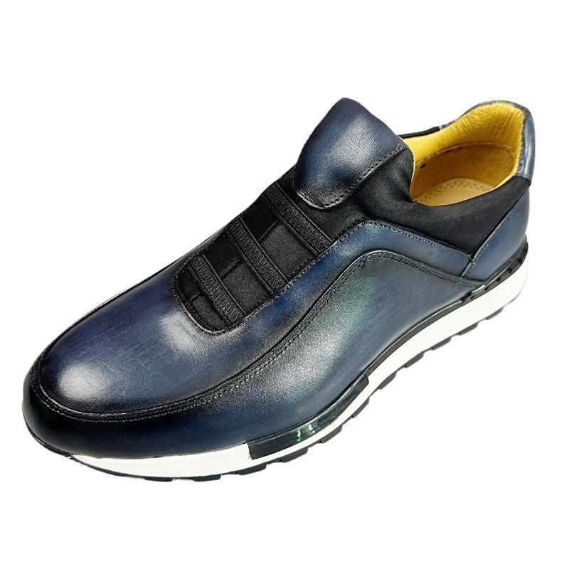 Men's Genuine Leather Fashion Sneakers - Premium Casual Athletic Shoes