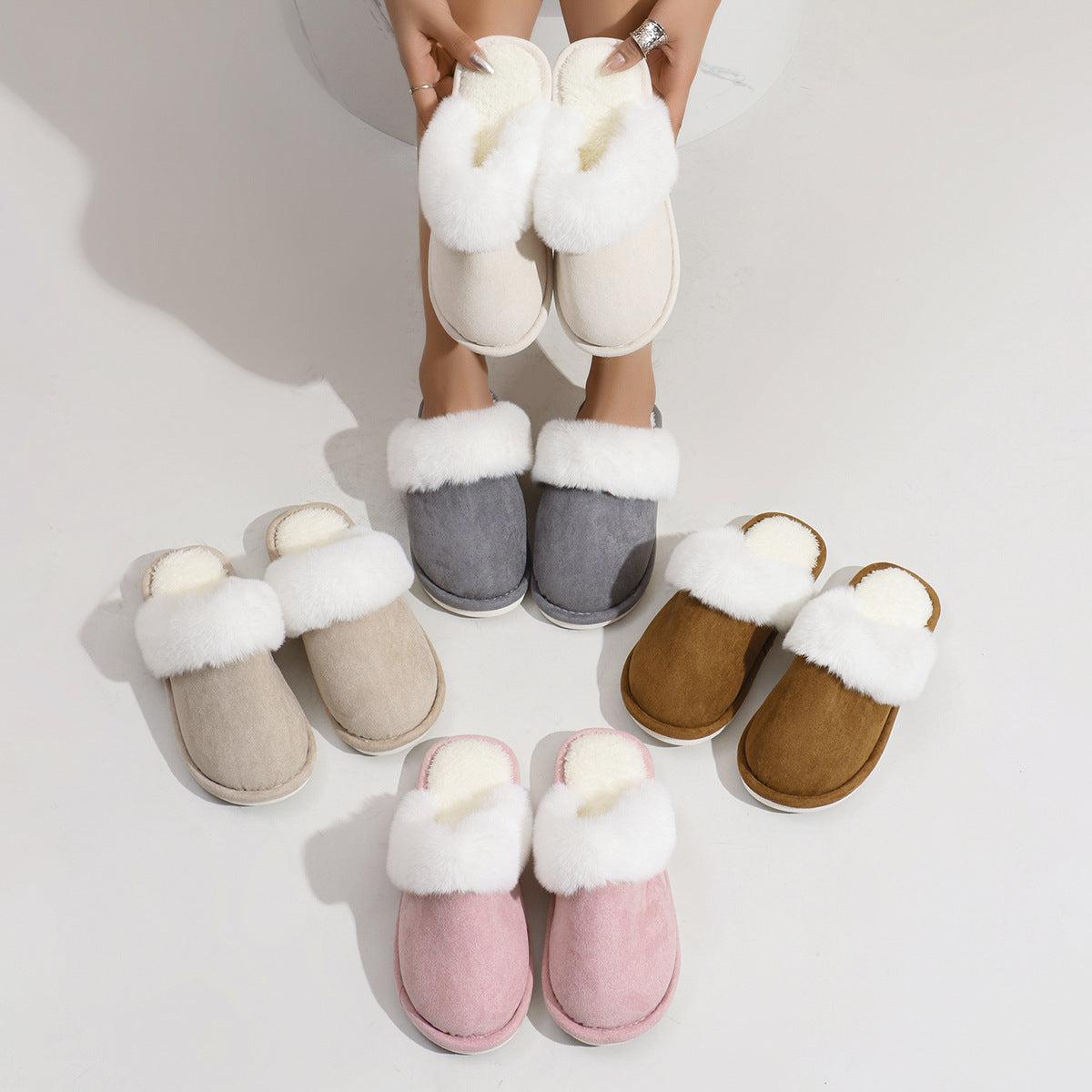 Winter Warm Plush Slippers - Soft Fuzzy Indoor House Shoes for Couples