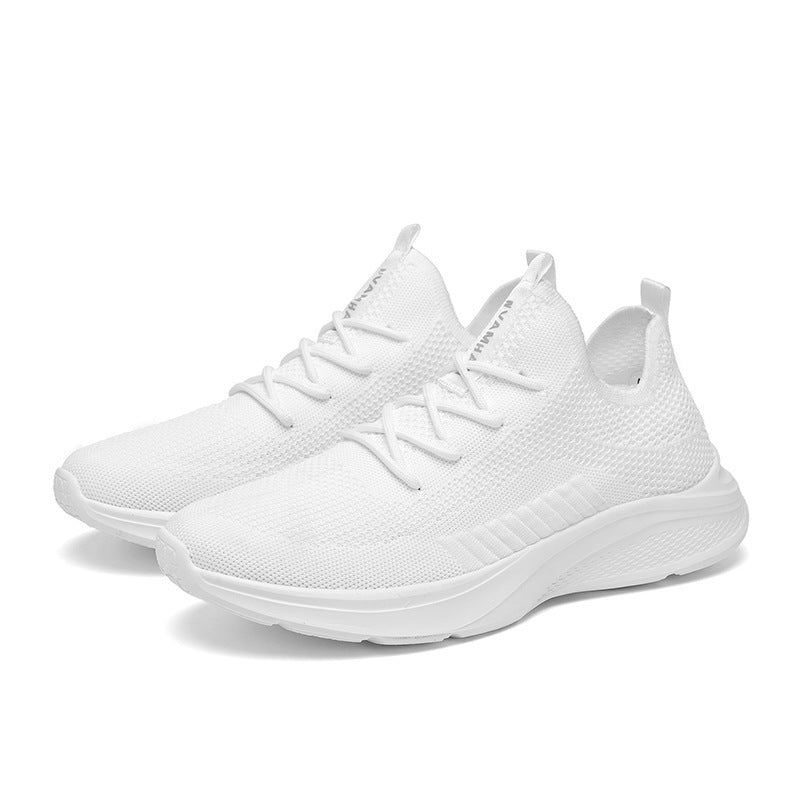 Men's White Mesh Casual Sneakers - Breathable Lightweight Athletic Shoes