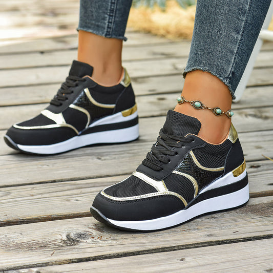 Women's Plus Size Casual Sneakers - Comfortable Mid-Heel Shoes