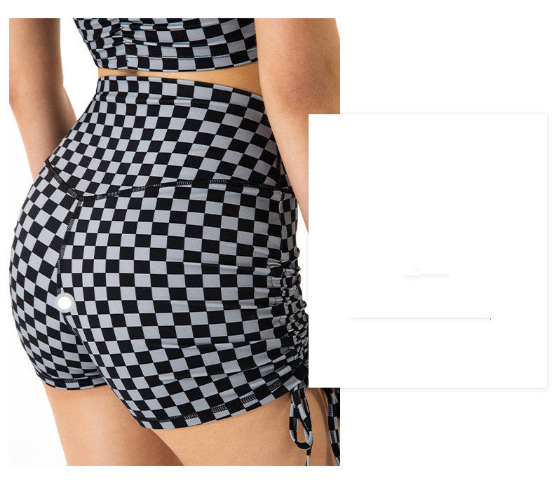 Women's Tight Running Hip-Lifting Peach Yoga Shorts - Drawstring Athletic Shorts
