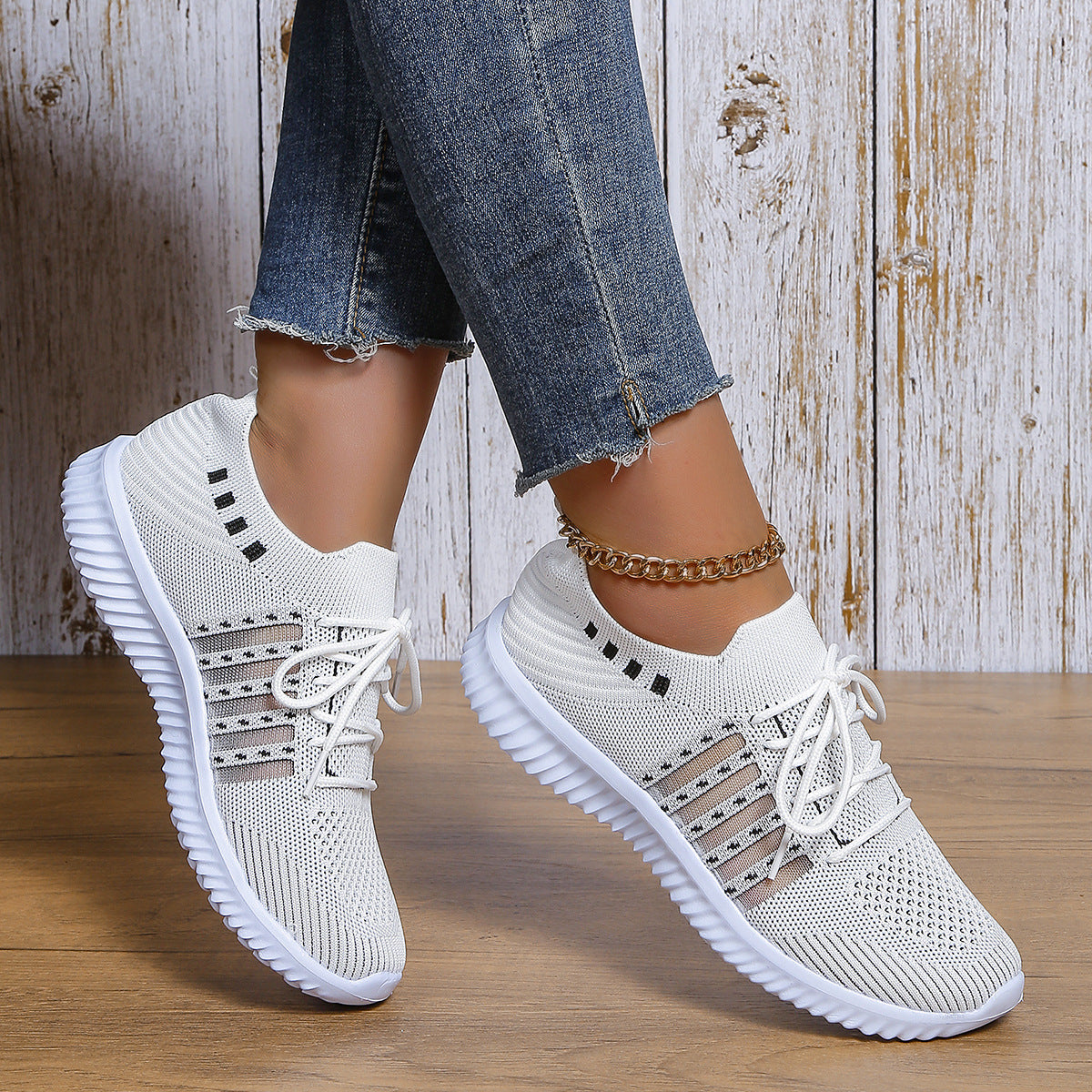 Unisex Breathable Mesh Sneakers - Flyknit Walking Running Shoes