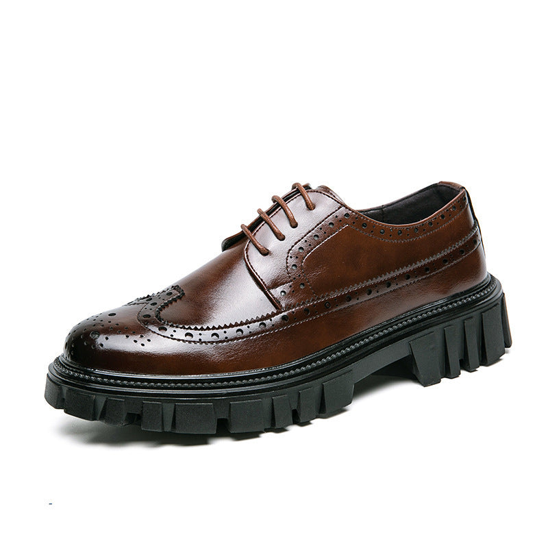 Men's Classic Brogue Leather Dress Shoes - Premium Business Formal Footwear
