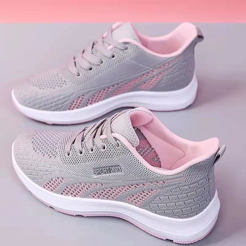 Flat Flying Woven Breathable Mesh Surface Sneaker Women's Casual Soft Bottom Shoes