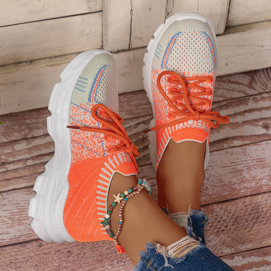 Women's Multi-Color Mesh Sneakers - Plaid Fashion Athletic Shoes